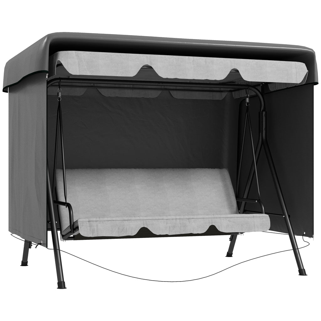 DodiOnline Patio 3 Seater Swing Chair Bench Cover Outdoor Garden Furniture Rain Protection Cover Protector Waterproof Anti-UV, 215L x 155W x 150Hcm, Dark Grey