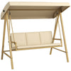DodiOnline Three-Seat Garden Swing Chair, with Adjustable Canopy - Beige
