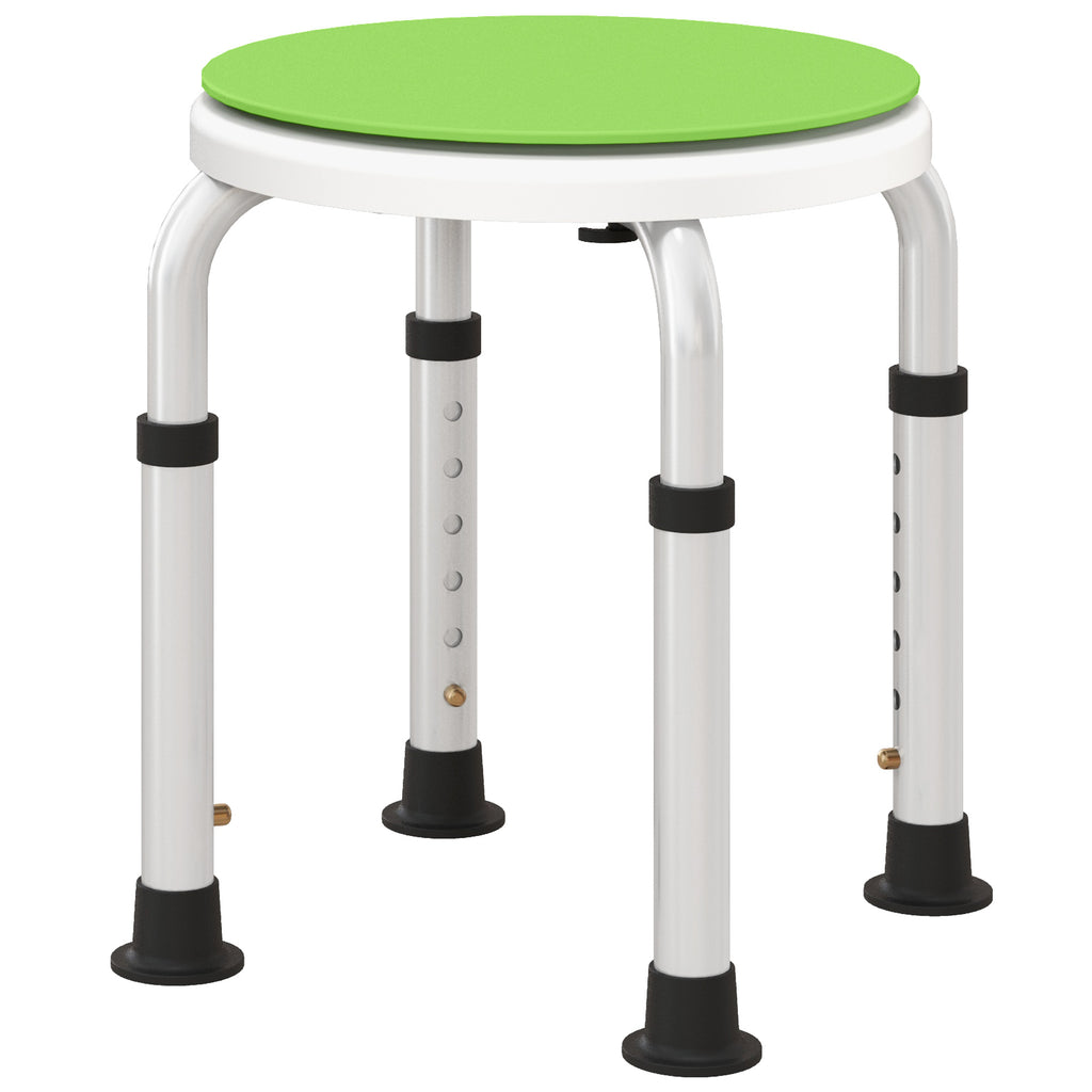 DodiOnline 360° Swivel Shower Chair, Height Adjustable Aluminium Shower Stool with Non-Slip Feet for Disabled, Elderly, Green