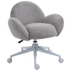 DodiOnline Makeup Vanity Chair, Cute Fluffy Desk Chair with Rolling Wheels for Bedroom Living Room, Grey