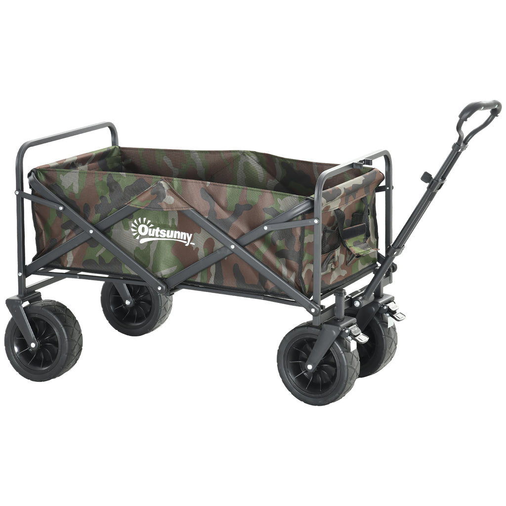 DodiOnline 95L Folding Steel Frame Garden Trolley, with Handle - Multicolour