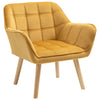 DodiOnline Modern Armchair, Accent Chair with Wide Arms, Slanted Back and Rubber Wood Legs for Living Room, Bedroom, Home Office Yellow