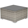 DodiOnline Square PE Wicker Rattan Table, with Glass Top - Light Grey