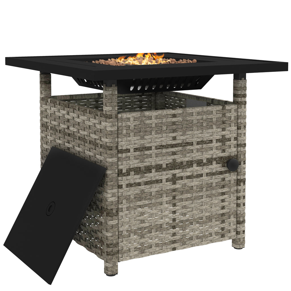 DodiOnline 72.5 x 72.5cm 50,000 BTU Fire Pit Table, with Cover - Grey