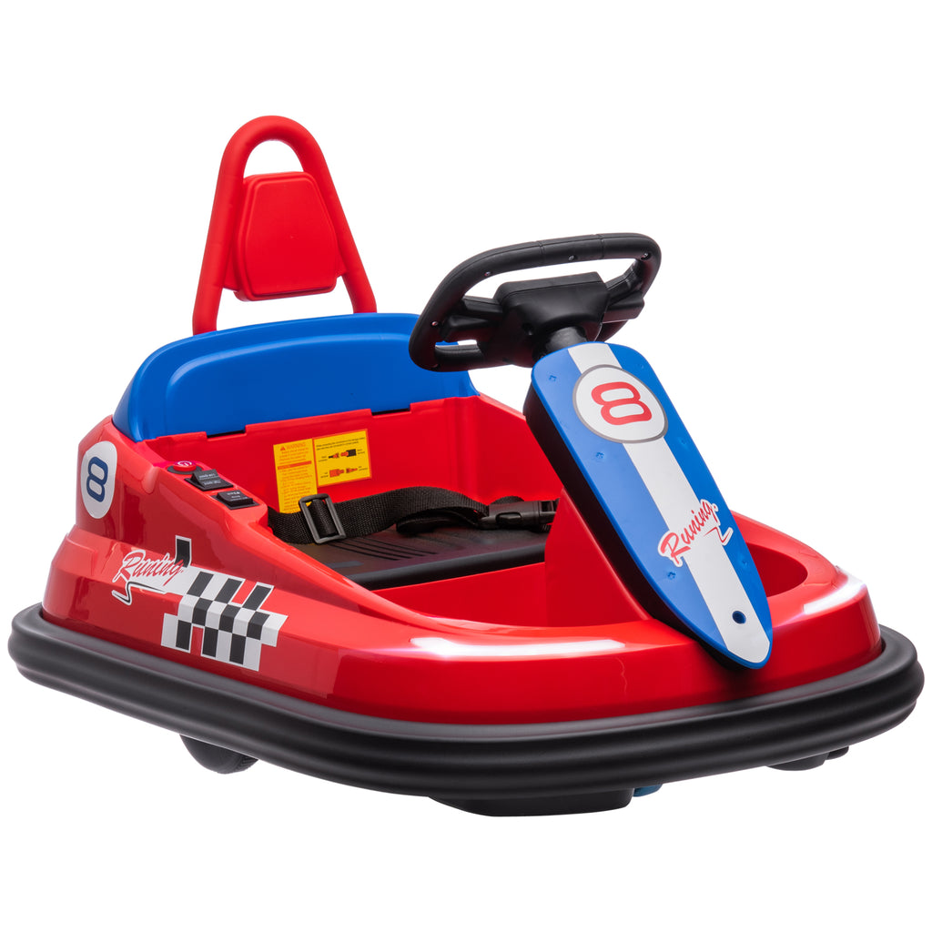 DodiOnline 6V Electric Kids Bumper Car, 6V Spin Waltz Car, with Music, Horn, Lights - Red