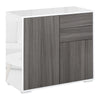 DodiOnline High Gloss Frame Sideboard, Side Cabinet, Push-Open Design with 2 Drawer for Living Room, Bedroom, Grey
