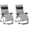 DodiOnline 2 Piece Reclining Zero Gravity Sun Loungers with Cushions, Light Grey