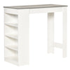 DodiOnline Bar Table Coffee Table Kitchen Dining Table with 4-Tier Storage Shelf for Kitchen, Dining Room, Living Room, Grey