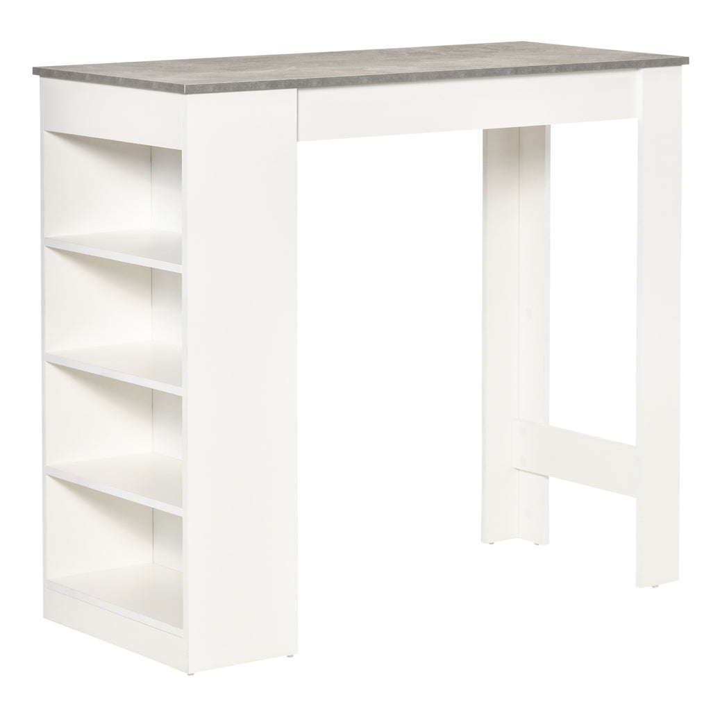 DodiOnline Bar Table Coffee Table Kitchen Dining Table with 4-Tier Storage Shelf for Kitchen, Dining Room, Living Room, Grey