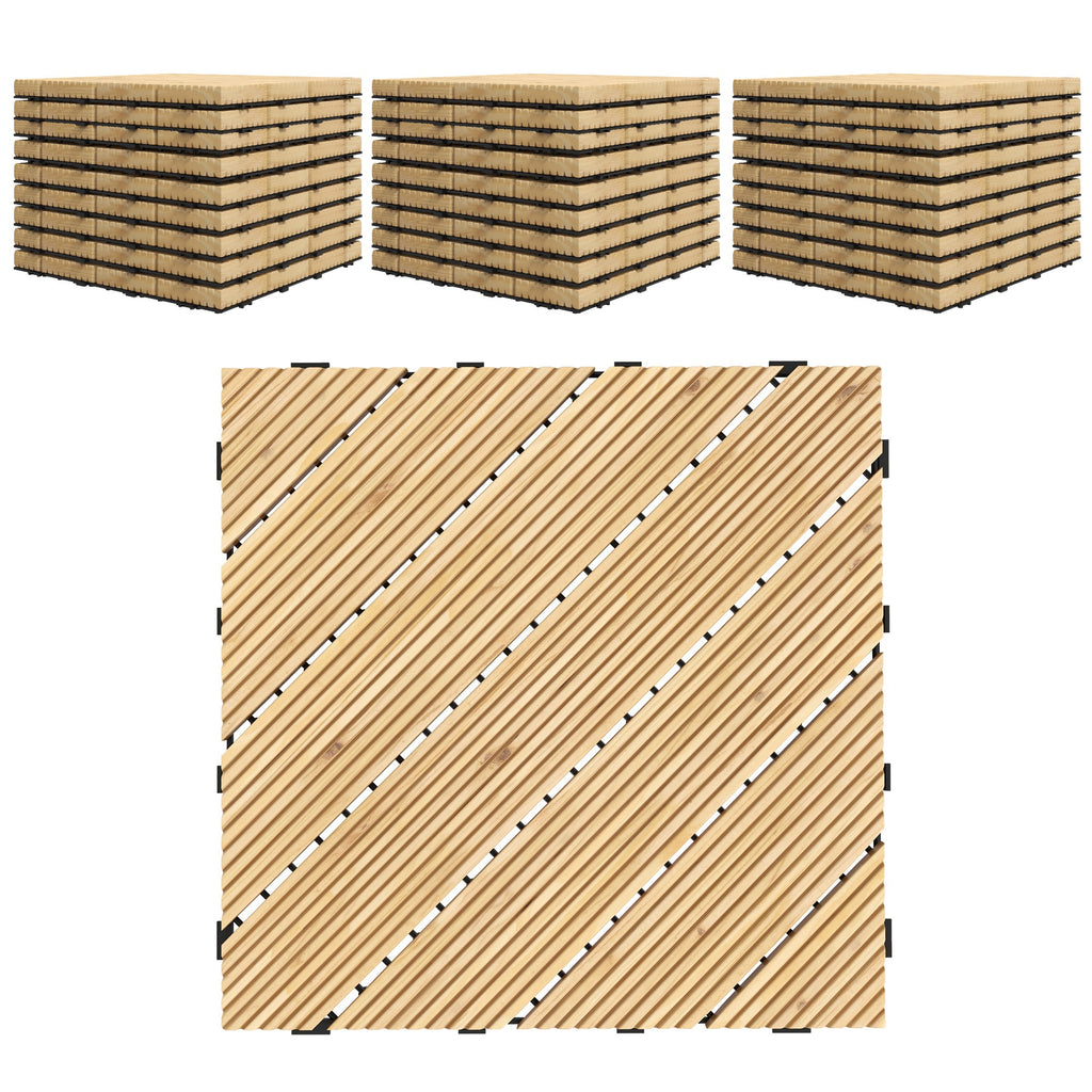 DodiOnline 27 Pcs Wooden Interlocking Decking Tiles, 30 x 30 cm Anti-slip Outdoor Flooring Tiles, 0.81? per Pack, All Weather Use for Patio, Balcony, Terrace, Hot Tub, Yellow