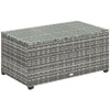DodiOnline 90 x 50cm Glass-Top Rattan Side Table - Light Grey