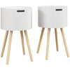 DodiOnline Modern Side Table with Hidden Storage Space, Round Night Stand with Removable Tray Wood Frame End Coffee Table for Living Room, Set of 2, White
