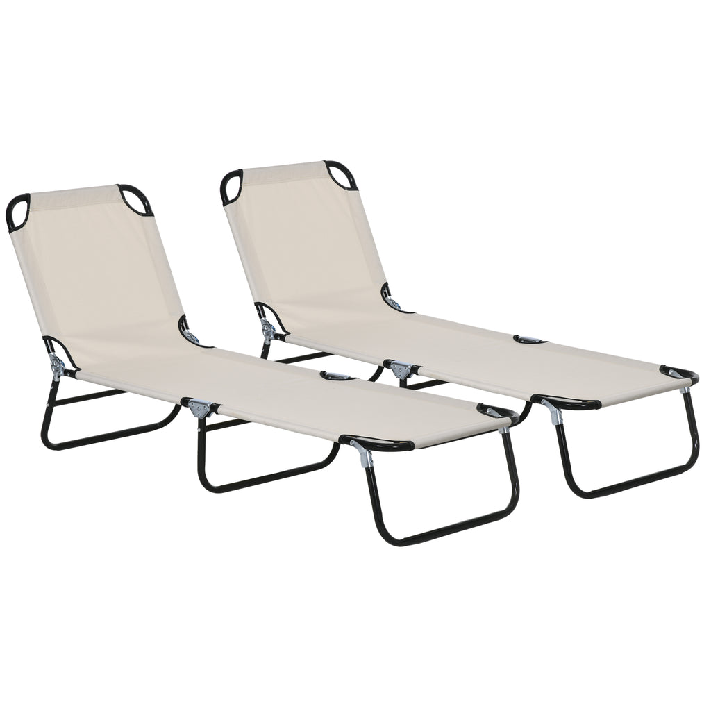 DodiOnline Garden Sun Lounger, with Five-Position Back - Cream White