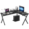DodiOnline L Shaped Gaming Desk, 155 x 130cm Corner Computer Desk with CPU Stand for Home Office, Study Workstation, Black