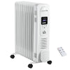 DodiOnline 2500W Digital Display Oil Filled Radiator, 11 Fin Portable Electric Heater with Timer, Adjustable Thermostat, Three Heat Settings, Safety Cut Off, Remote, White
