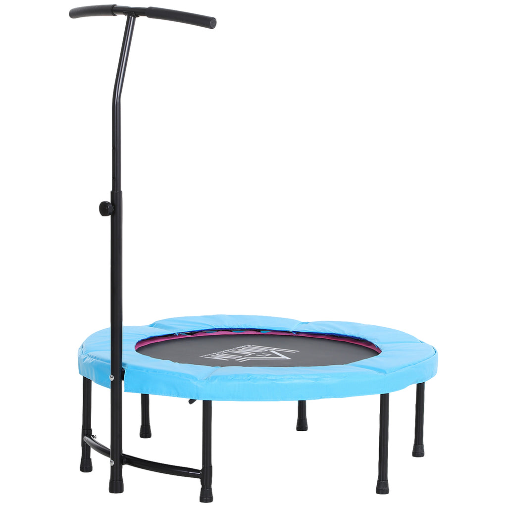 DodiOnline 40'' Fitness Trampoline with Adjustable Handle, Rebounder Trampoline Mini Jumper for Indoor Exercise Workout, Support Up to 100kg, Blue