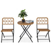DodiOnline 2 Seater Foldable Rattan Wicker Bistro Set, Coffee Table and Chairs, Natural