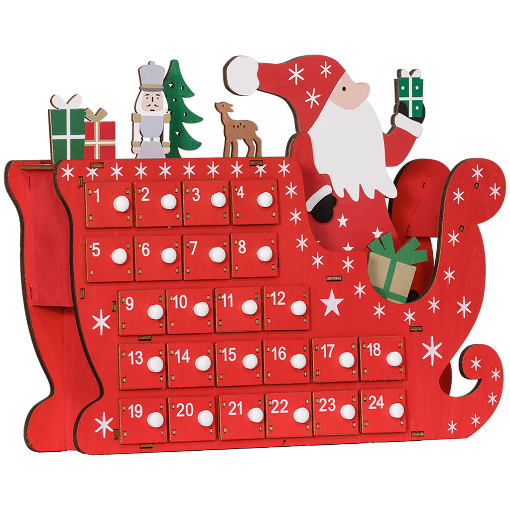 DodiOnline 24-Drawer Reusable Santa Sleigh Christmas Advent Calendar