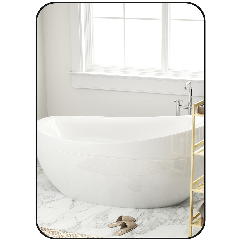 DodiOnline 70 x 50cm Curved Bathroom Mirror - Black