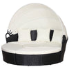 DodiOnline Five-Piece Rattan Garden Bed, with Canopy - Black/White
