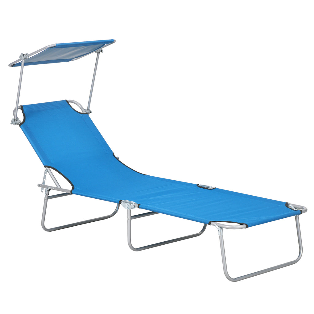 DodiOnline Sun Lounger, with Adjustable Face Canopy - Bright Blue