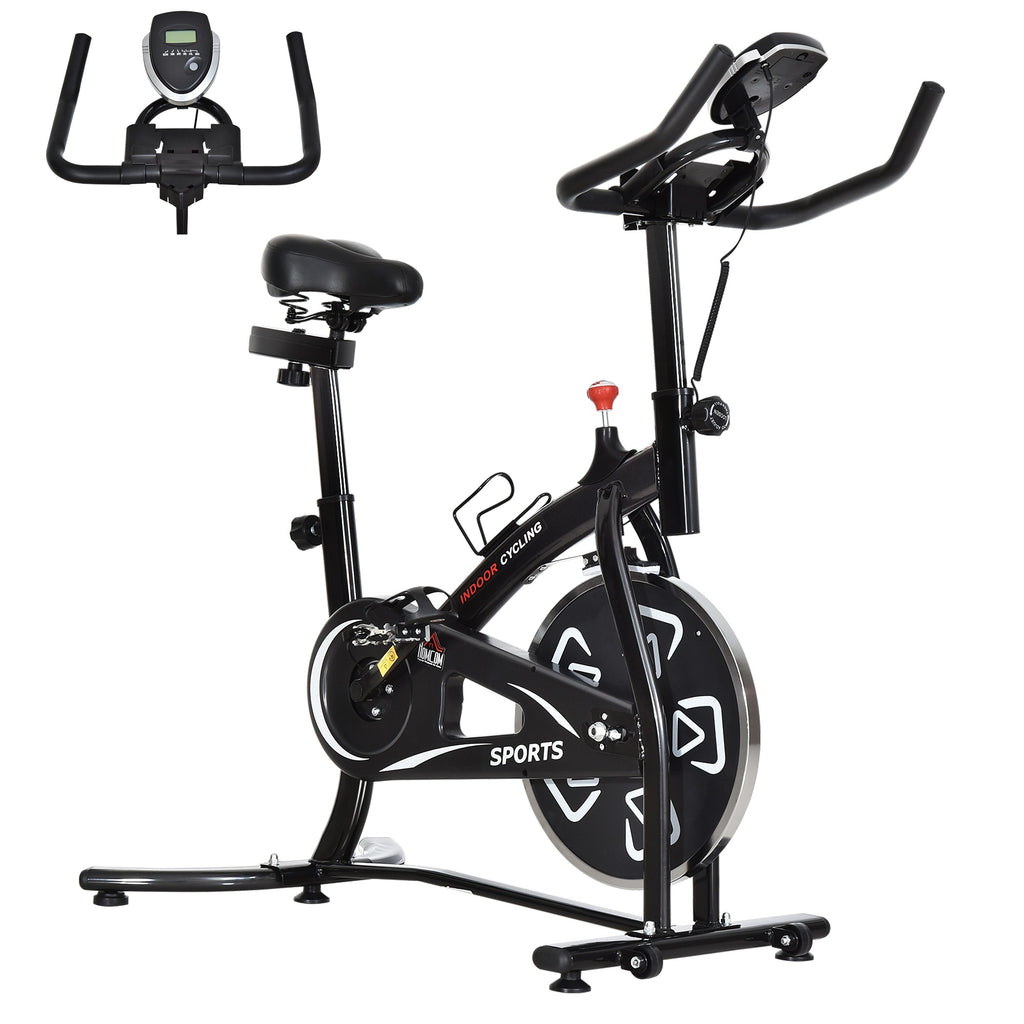 DodiOnline Indoor Stationary Exercise Bike 6kg Flywheel Fitness Cardio Workout Bke Trainer for Home Gym w/ Adjustable Resistance LCD Monitor Pad and Bottle Holder Black