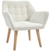 DodiOnline Accent Chair, Arm Chair with Wide Arms, Slanted Back, Thick Padding and Rubber Wooden Legs for Living Room, Cream White