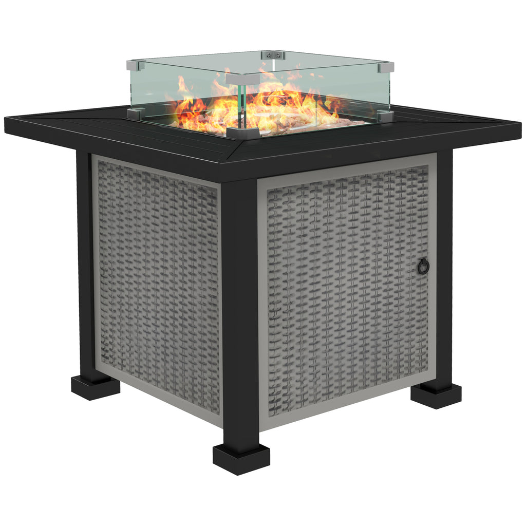 DodiOnline 81 x 81cm 50,000 BTU Gas Fire Pit Table - Grey