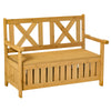 DodiOnline 2-Seater Garden Storage Bench for Patio Wood Porch Decor Outdoor Seating