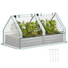 DodiOnline Metal Planter Box with Cover, Raised Garden Bed with Greenhouse, for Herbs and Vegetables, White and Dark Grey