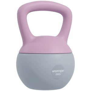 SPORTNOW Soft Kettlebell, 8kg Kettle Bell with Non-Slip Handle for Home Gym Weight Lifting and Strength Training, Purple and Grey
