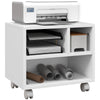 DodiOnline Three-Compartment Printer Cabinet, with Wheels - White