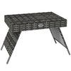DodiOnline Foldable Outdoor Coffee Table, Steel Frame Rattan Side Table, Coffee Table Side Table for Garden, Mixed Grey