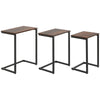 DodiOnline Nesting Side Tables Set of 3, C-Shaped Snack Side Tables with Steel Frame for Sofa Couch and Bed, Rustic Brown