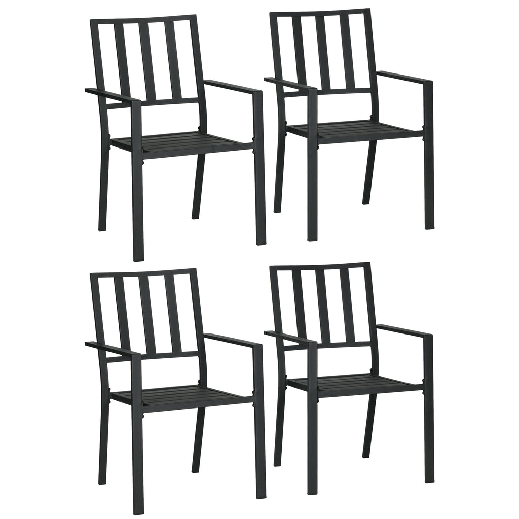 DodiOnline Set of Four Minimal Metal Garden Chairs - Black