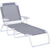 DodiOnline Foldable Sun Lounger, Outdoor 4 Level Adjustable Backrest Reclining Lounge Chair with Armrests for Patio, Garden, Grey