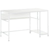 DodiOnline Computer Desk with Storage, 120 x 60cm Home Office Desk with 2 Shelves and Steel Frame, Writing Table for Living Room, Study, White