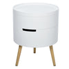DodiOnline 3-Tier Coffee Table, Round End Table with 2 Hidden Compartments and Detachable Tray, Side Table with Storage for Living Room, White