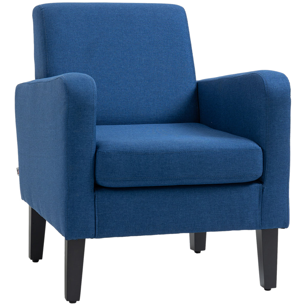 DodiOnline Linen-Look Boxy Armchair - Blue