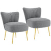 DodiOnline Set of 2 Accent Chairs, Upholstered Living Room Chairs with Gold Tone Steel Legs, Wingback Armless Chairs, Grey