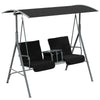 DodiOnline 2 Seater Garden Swing Chair Patio Rocking Bench w/ Tilting Canopy, Double Padded Seats, Storage Bag and Tray, Black