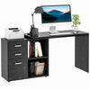 DodiOnline L-Shaped Computer Desk, 2 Shaped Corner Desk with Drawers, File Cabinet and Storage Shelves, Home Office Desk, 117 x 83.5 x 76cm, Black
