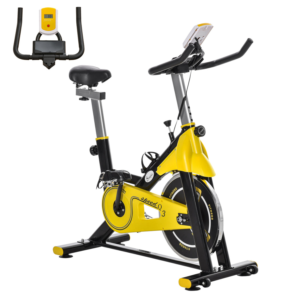 DodiOnline Exercise Bike, with 6kg Flywheel Belt Drive, Adjustable Resistance, LCD Display - Yellow