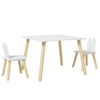 AIYAPLAY 3 Pcs Toddler Table and Chair Set, Kids Desk and 2 Chairs Set w/ Bunny Ear Backrest, for Nursery, Playroom