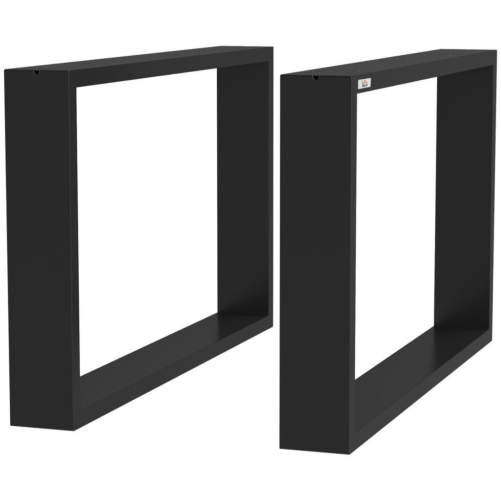 DodiOnline Metal Table Legs Set of 2, Square DIY Furniture Table Legs with Screws and Floor Protectors, Industrial Coffee Table Legs for DIY Chair, Bench, 41Hcm x 70Wcm, Black