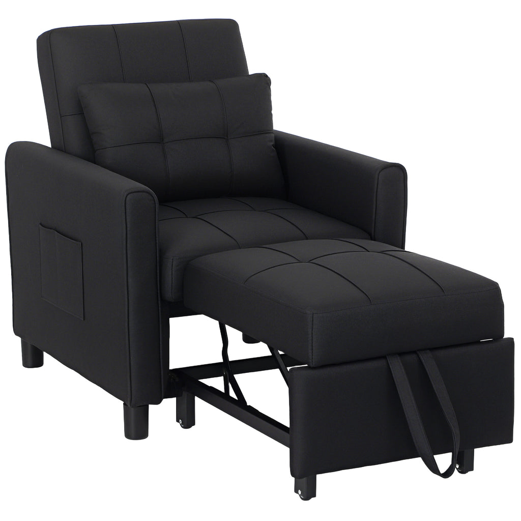 DodiOnline Linen-Look Single Chair Bed - Black