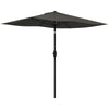 DodiOnline 2 x 3(m) Garden Parasol Umbrella, Rectangular Outdoor Market Umbrella Sun Shade with Crank & Push Button Tilt, 6 Ribs, Aluminium Pole, Dark Grey