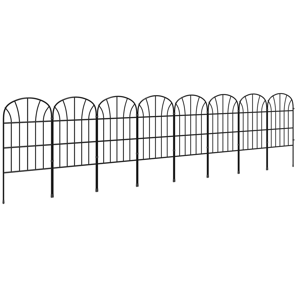 DodiOnline Metal Decorative Outdoor Picket Fence Panels Set of 8, Black