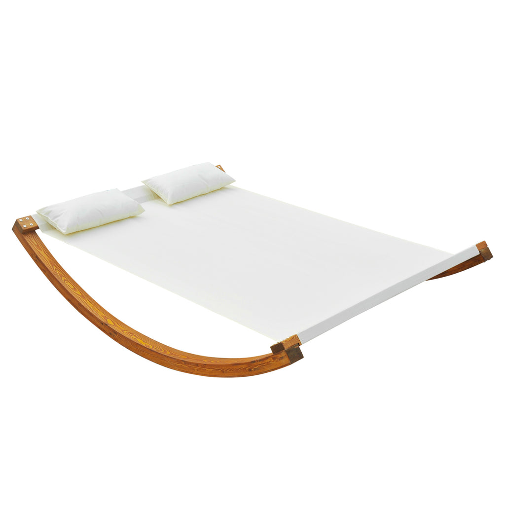 DodiOnline Garden Day Rocking Bed Sun Lounger Patio Furniture Hammock With Pillows Wood