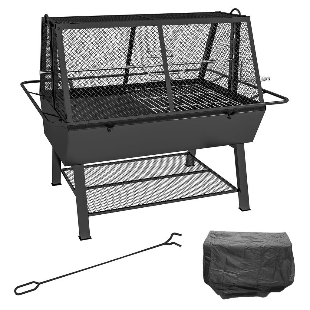 DodiOnline 3-in-1 Barbecue Grill, Rotisserie Roaster and Fire Pit, with Cover